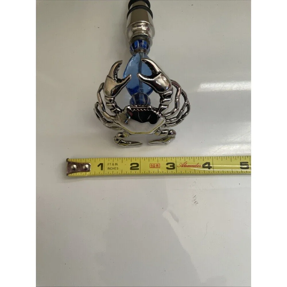 Metal Crab Blue  Art Glass Wine‎ Bottle Stopper Crustacean Zodiac Sign Cancer